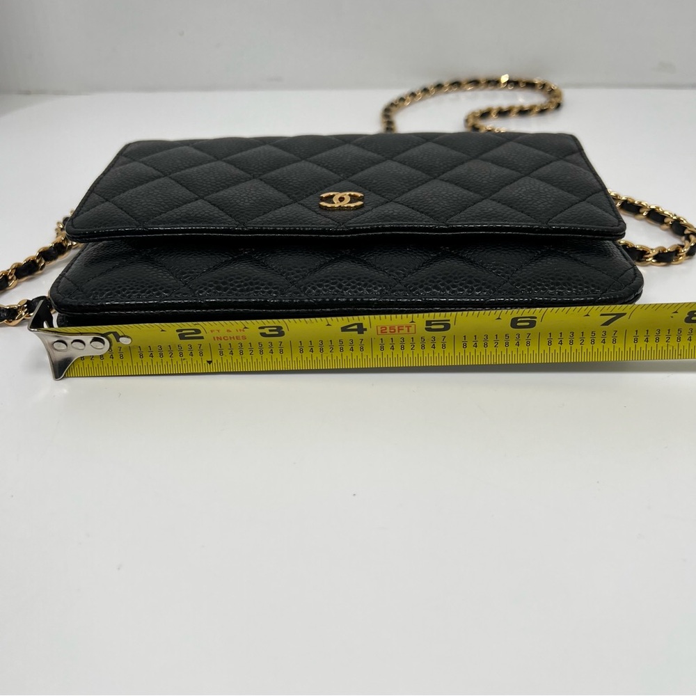 Chanel Black Quilted Caviar Classic Wallet On Chain - Picture 10 of 12